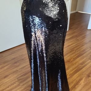 AKERA Chicago black maxi sequin skirt